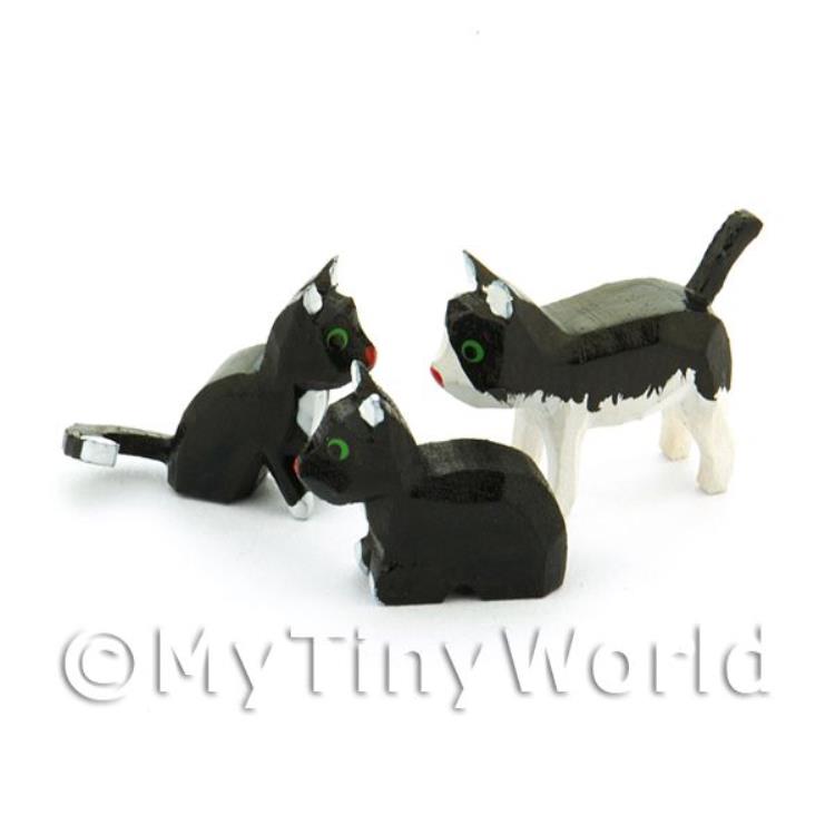 German Dolls House Miniature Set Of 3 Small Cats