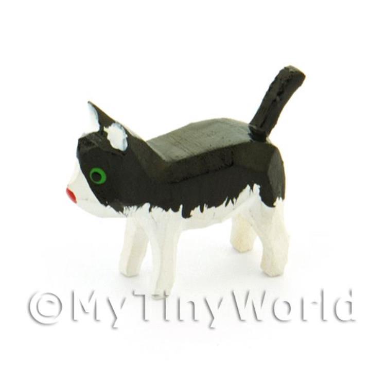 German Dolls House Small Standing Black And White Cat