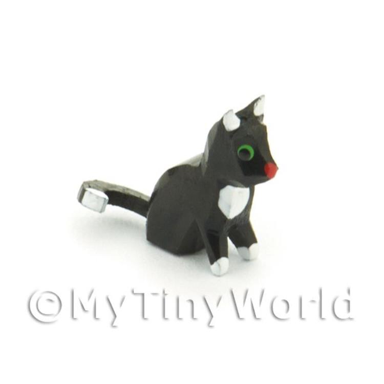 German Dolls House Miniature Small Sitting Black Cat