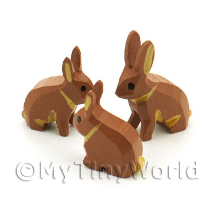 German Dolls House Miniature Set Of 3 Rabbits