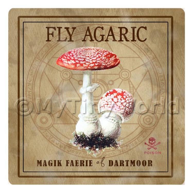 Dolls House Miniature Apothecary Fly Agaric Fungi Colour Box Label