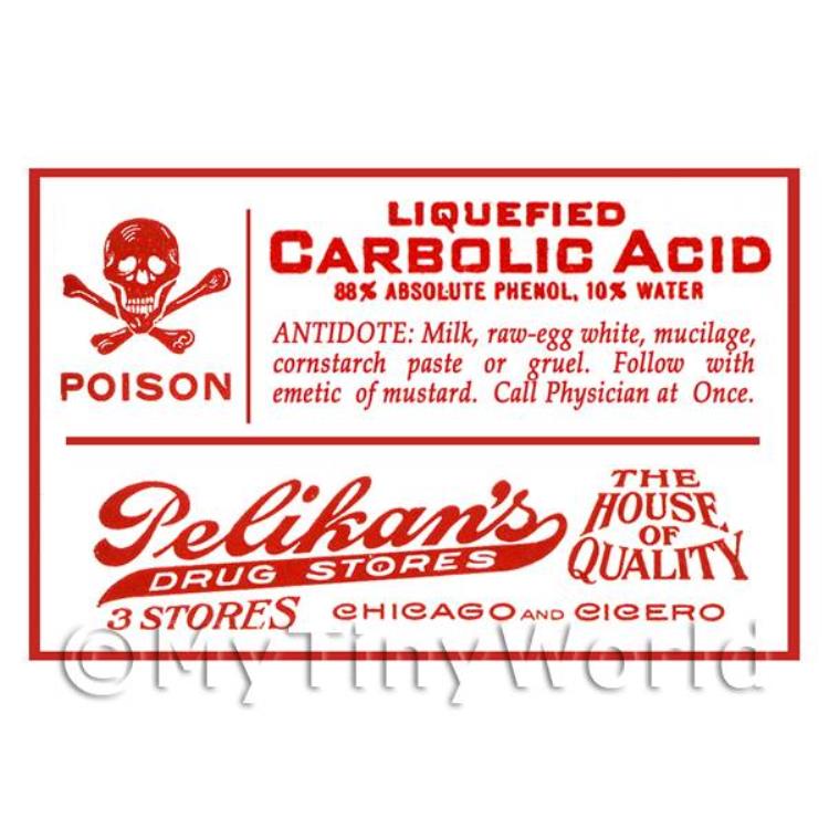 Dolls House Miniature Carbolic Acid Poison Label Style 1