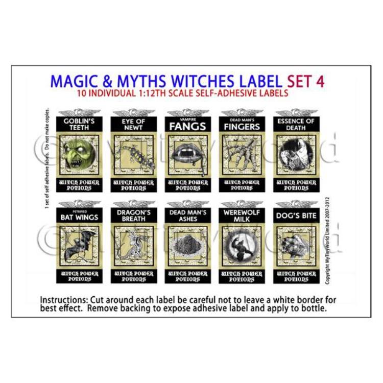 Dolls House Miniature Myth And Magic Label Set 4