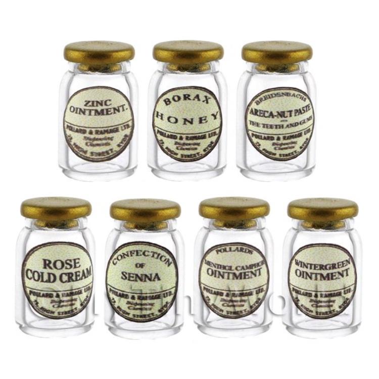 Set of 7 Glass Ointment Jars