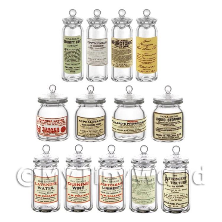 [INF]Set of 13 Miniature Glass Apothecary Storage Jars