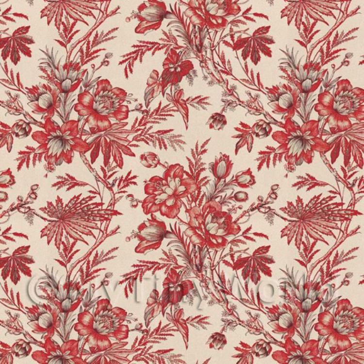 Dolls House Miniature Bunches Of Red Flowers Wallpaper