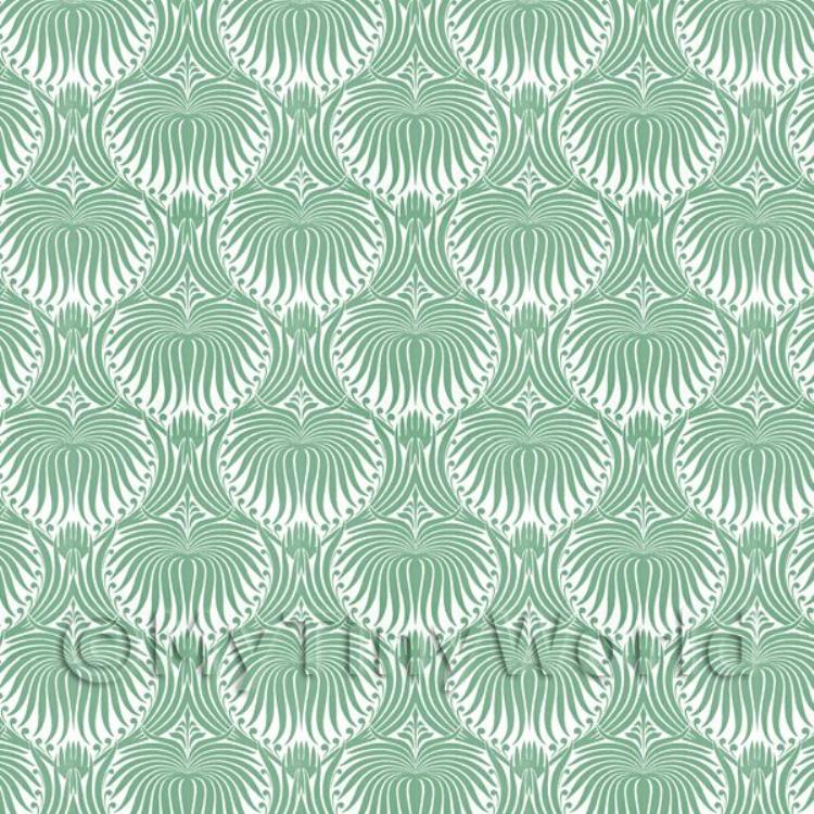 Dolls House Miniature Pale Green Clam Shell Wallpaper