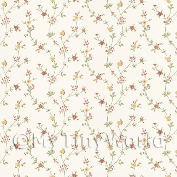 Dolls House Tiny Red And Yellow Trailing Meadow Flower Wallpaper