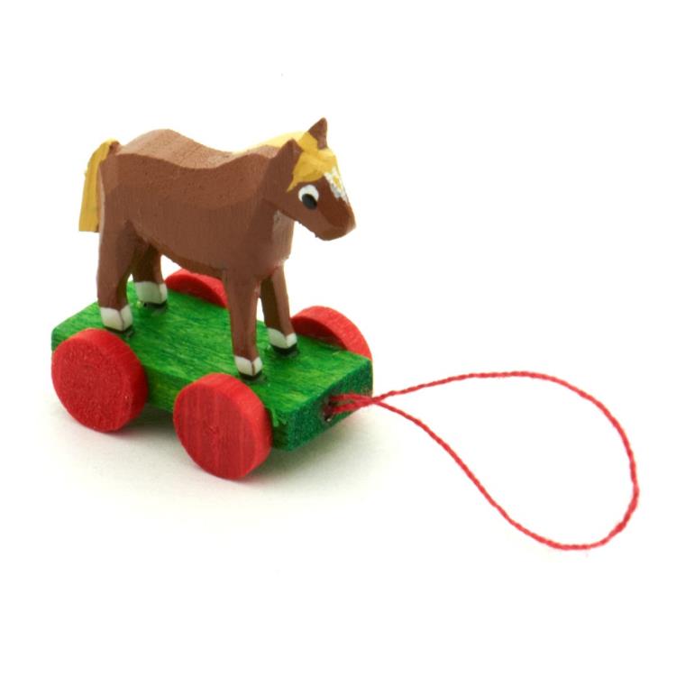 Handmade German Wood Pony Pull-a-long toy