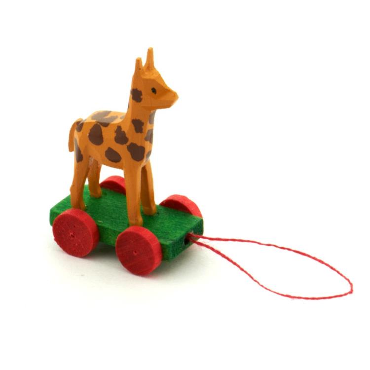 Handmade German Wood Giraffe Pull-a-long toy