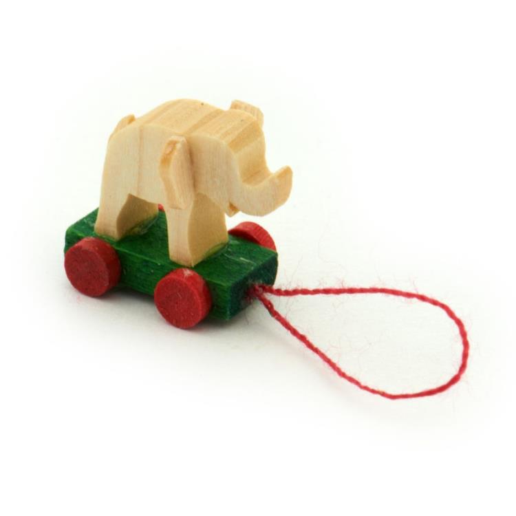 Handmade German Wood Plain Elephant Pull-a-long toy