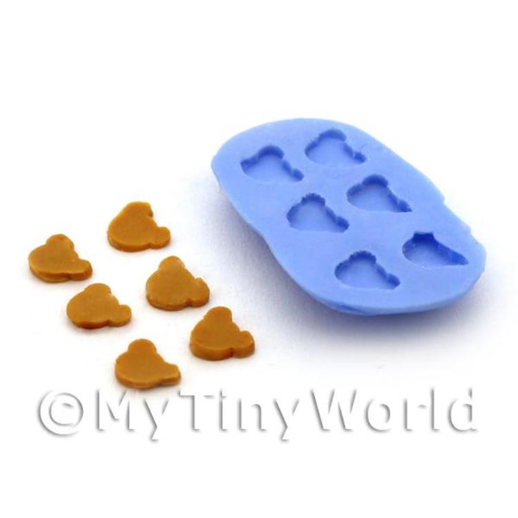Dolls House Miniature 6 Piece Bear Head Biscuit Silicone Mould