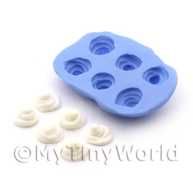 Miniature 6 Piece Whipped Cream / Swirly Biscuit Silicone Mould