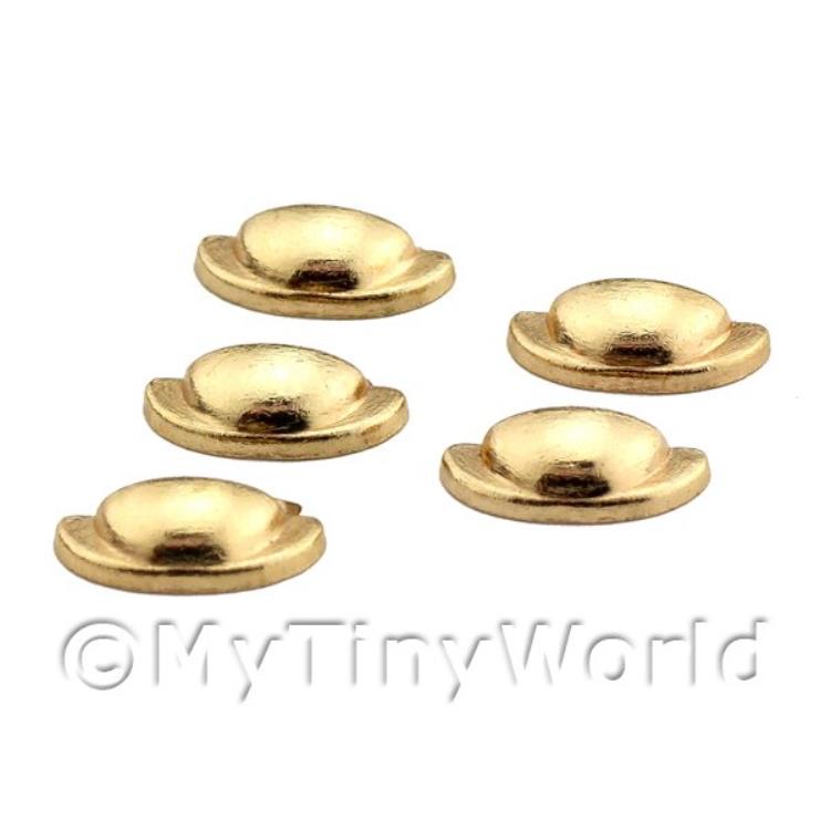 Dolls House Miniature Set of 5 Gold Effect Metal Handles