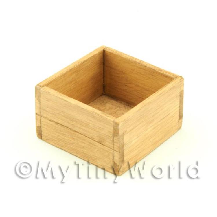 Dolls House Small Square Aged Wooden Open Shop Stock Box