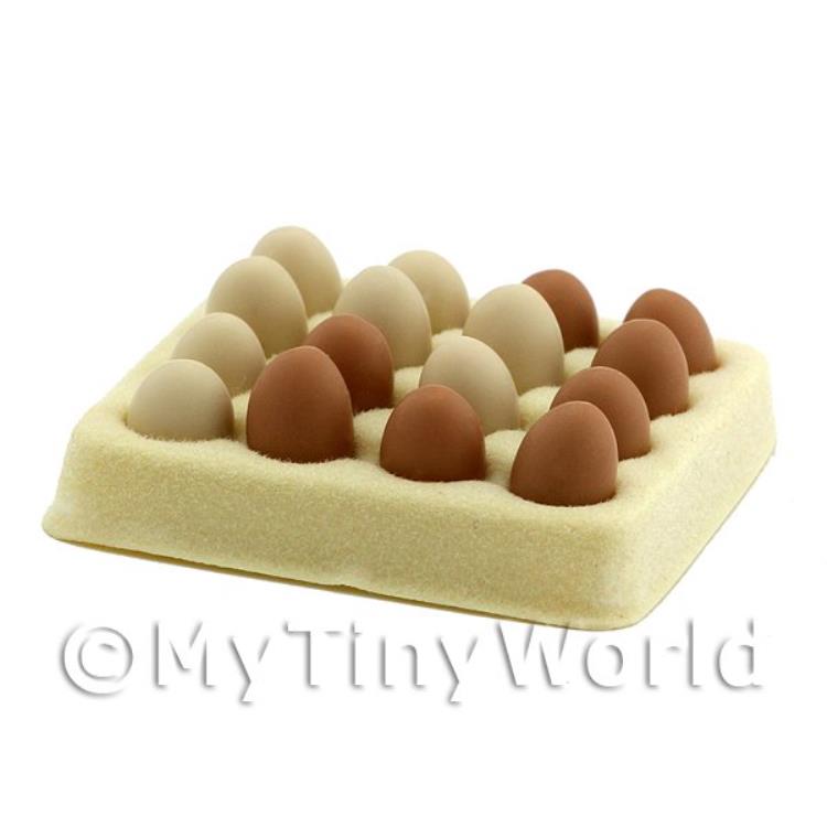 Dolls House Miniature 16 Loose Mixed Color Goose Eggs and Egg Tray
