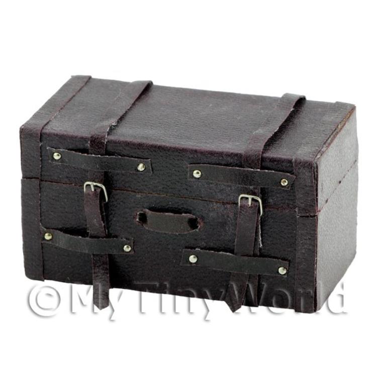 Dolls House Miniature Brown Trunk With Straps And Buckles