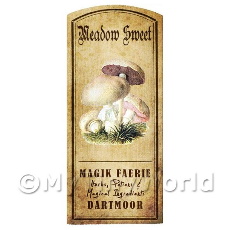 Dolls House Miniature Apothecary Meadow Sweet Fungi Colour Label