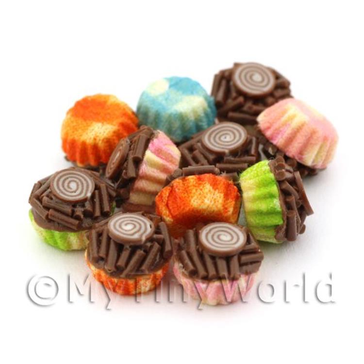 Miniature Chocolate Sprinkle Cupcake With Mixed Colour Paper Cups