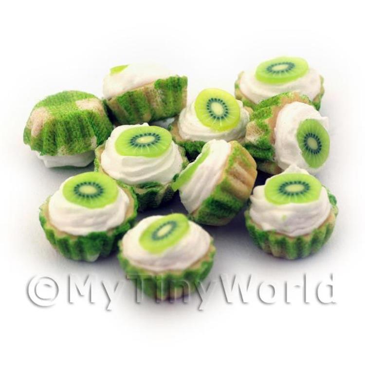 Miniature Kiwi And Cream Cupcake With A Green Paper Cup