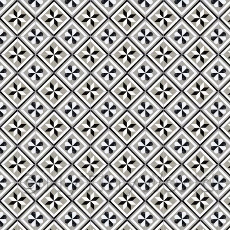 Miniature Black And Grey Geometric Design Tile Sheet With Grey Grout