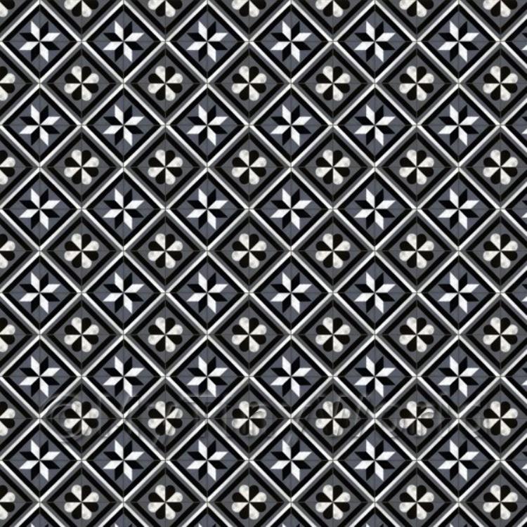 Miniature Charcoal And Grey Geometric Design Tile Sheet With Dark Grout