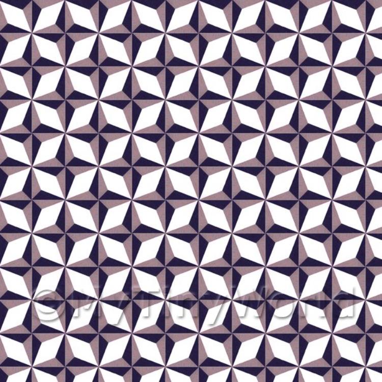 Classic Diamond Design Navy Blue And Rose Grey Floor Tile Sheet