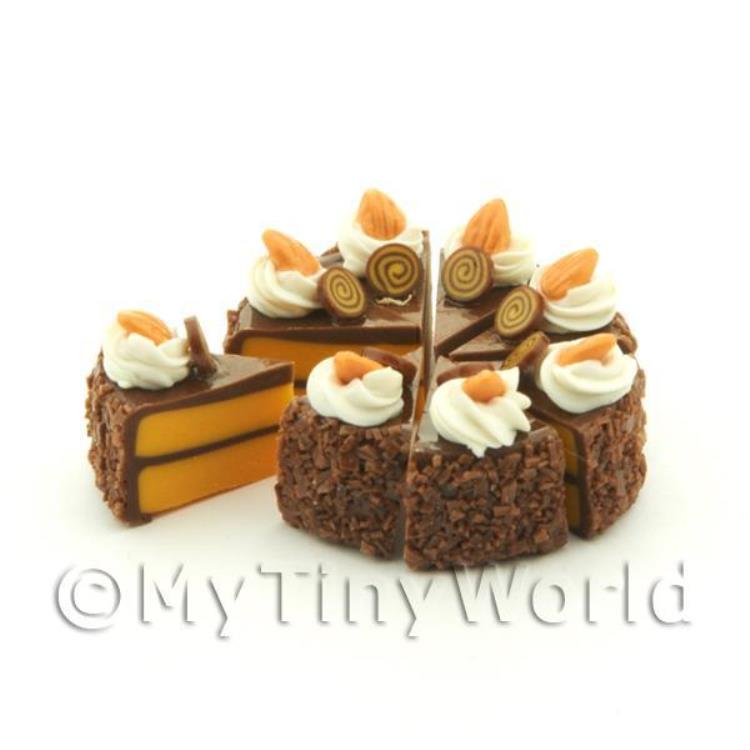 Dolls House Miniature Whole Sliced Chocolate Toffee Cake