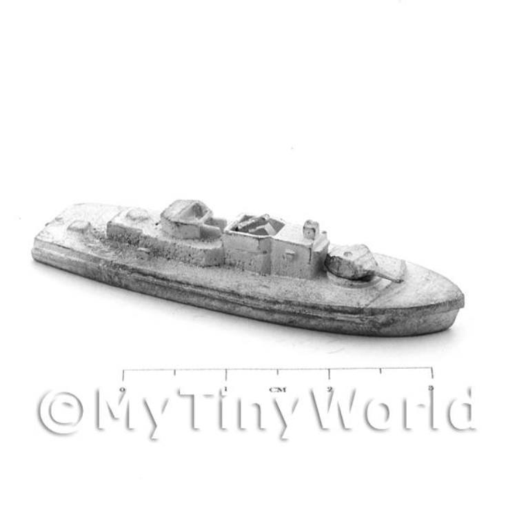 Dolls House Unpainted Metal Small Armoured Boat