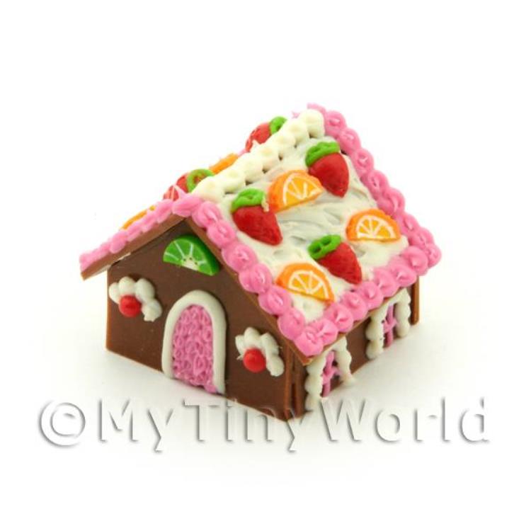 Dolls House Miniature Pink Trim Ginger Bread House