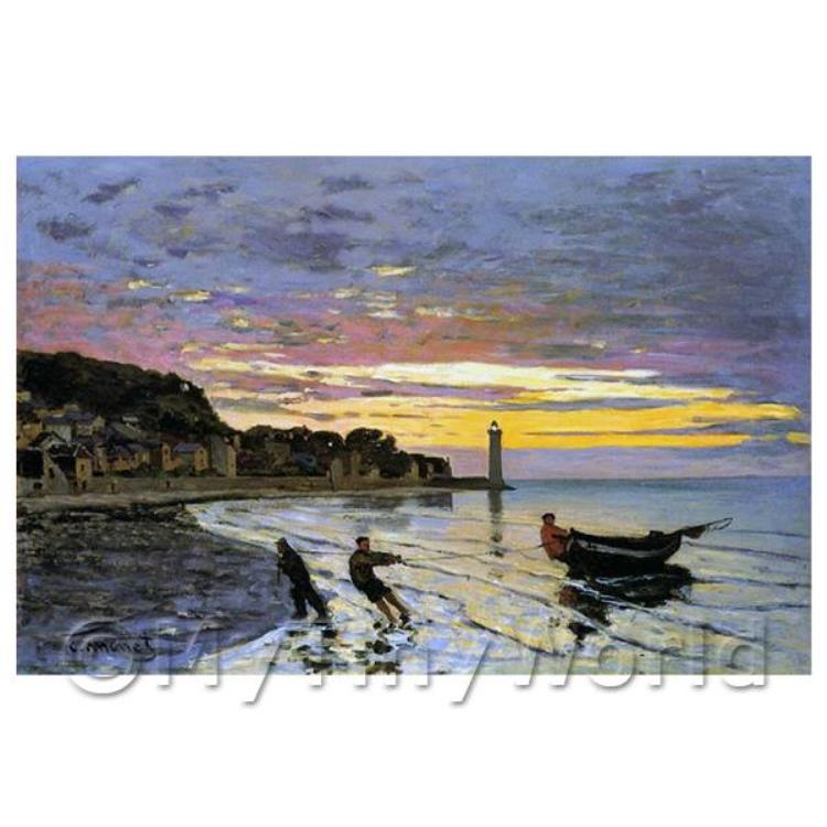 Claude Monet Painting - Hauling A Boat Ashore, Honfleur