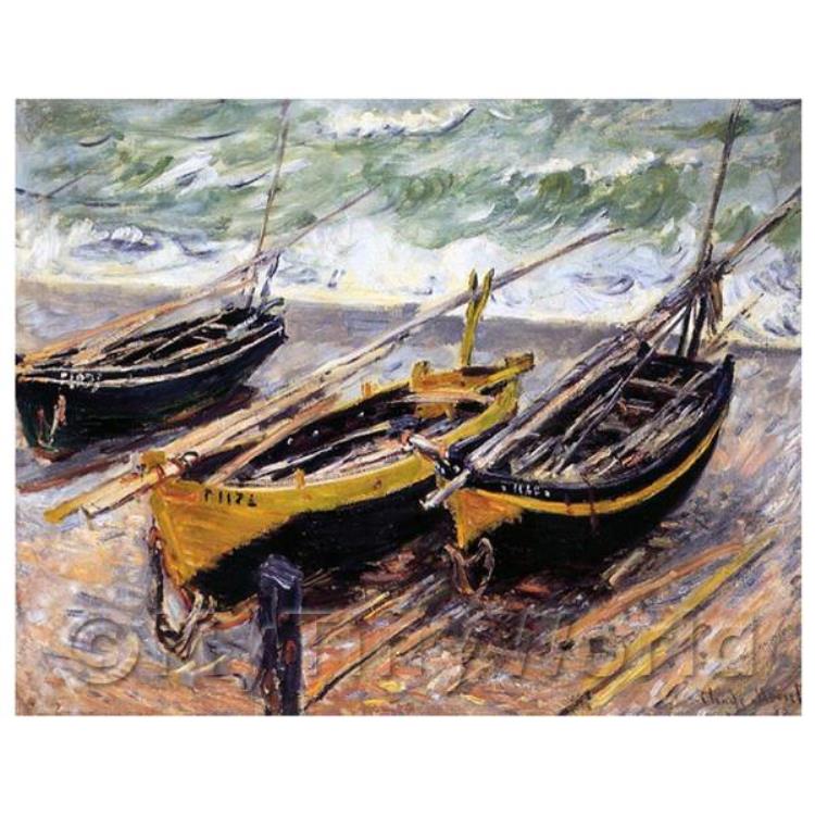 Claude Monet Painting - 3 Fishing Boats