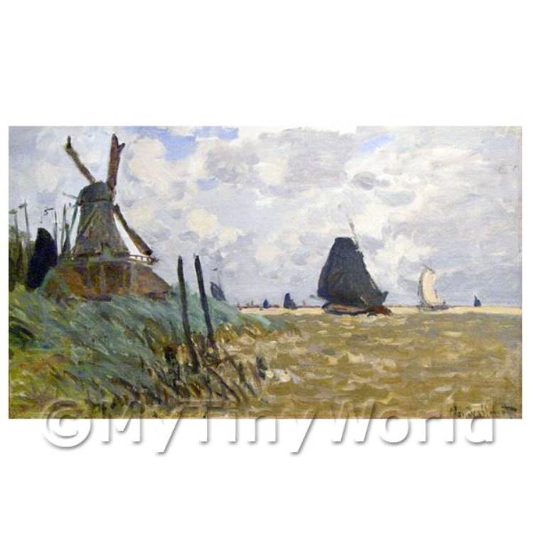 Claude Monet Painting - Windmill And Boats Near Zaandam