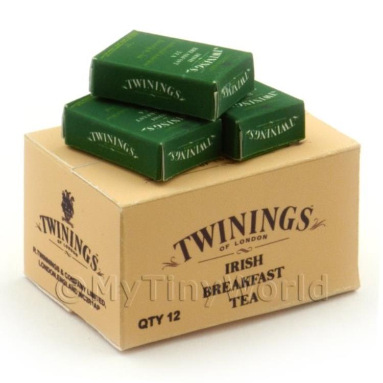 Dolls House Twinings Irish Tea Stock Box And 3 Loose Boxes