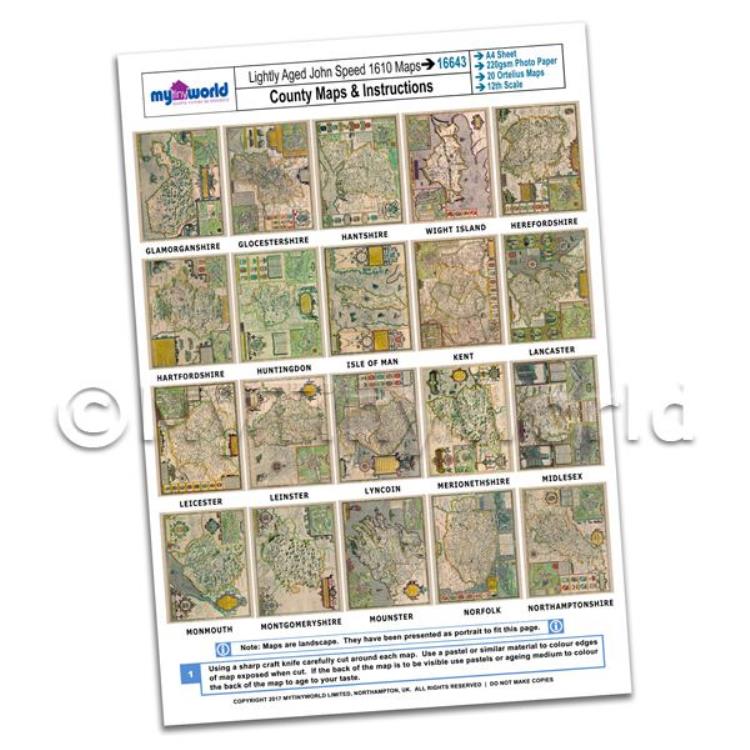 Dolls House 20 John Speed UK County Maps A4 Value Sheet 2