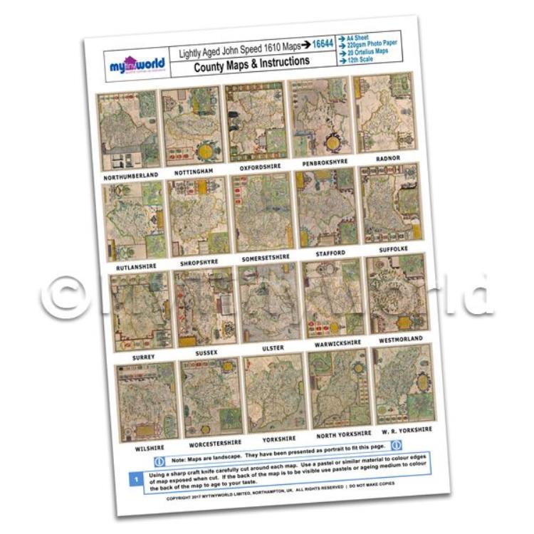 Dolls House 20 John Speed UK County Maps A4 Value Sheet 3