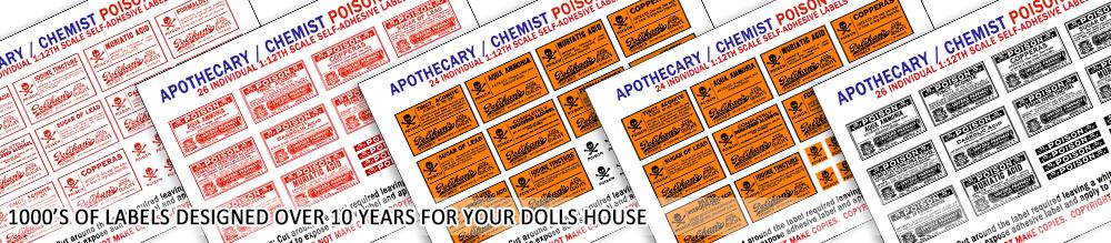 Dolls House Miniature Poison Label Pack 1